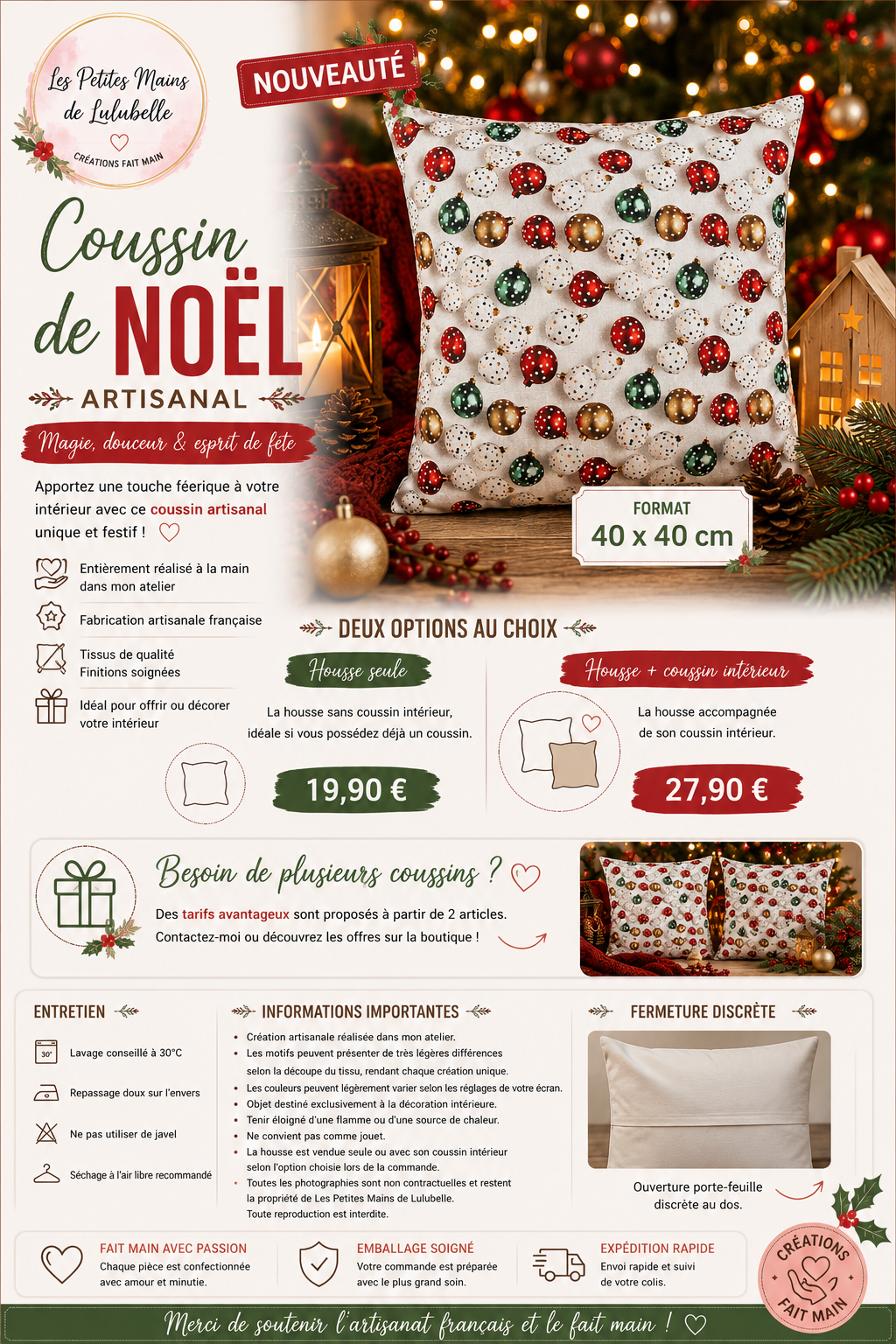 HOUSSES ET COUSSIN COLLECTION NOEL