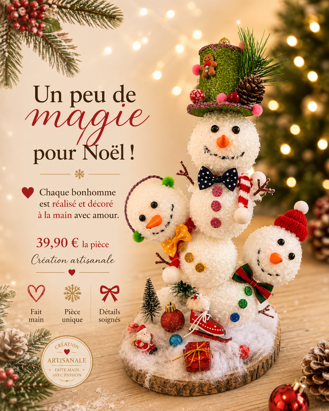 Grand Bonhomme de Neige- Modèle VERT
