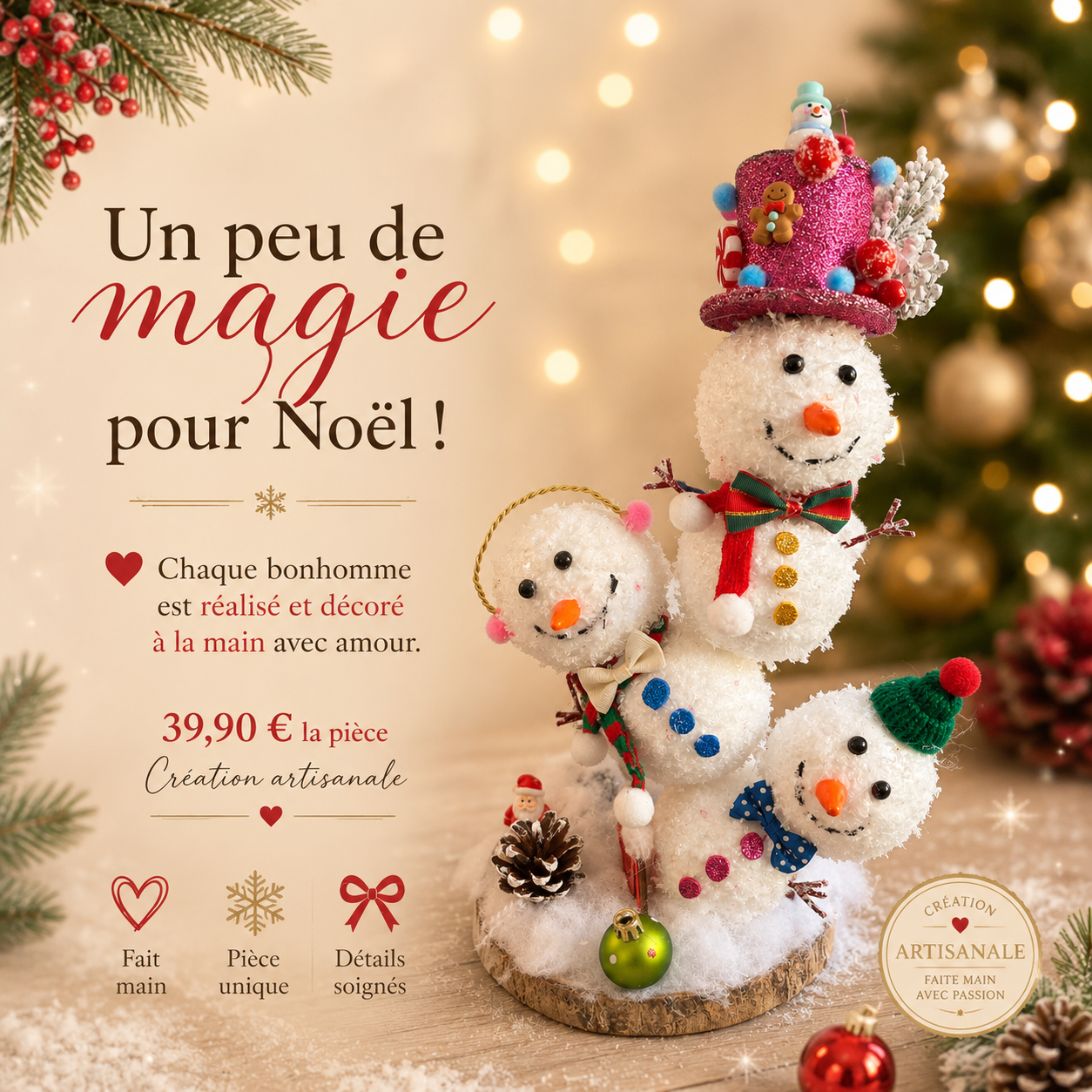 Grand Bonhomme de Neige- Modèle ROSE