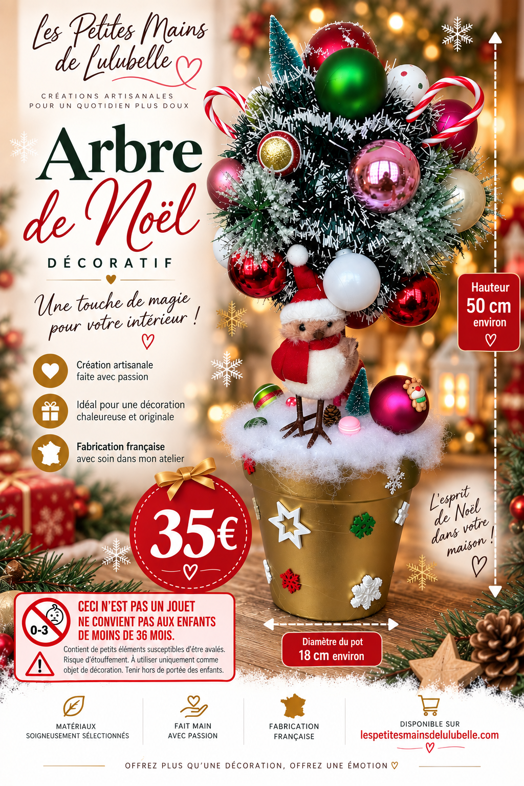 🎄 Arbre de Noël décoratif – Création artisanale